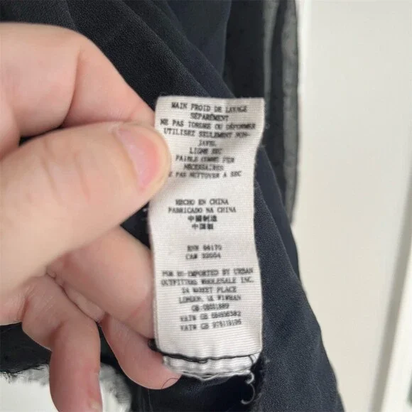 Free People Blouse Womens XS Black Sheer Swiss Dot Long Sleeve Peplum Boho - Picture 5 of 7